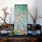 Постер на холсте в стиле шинуазри с изображением сада Chinoiserie Imperial Garden Birds and People Poster варинант исполнения - 3 | Loft Concept в Новосибирске