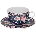 Чайный набор из фарфора синий на 6 персон 12 предметов Flower Porcelain Collection варинант исполнения - 1 | Loft Concept в Новосибирске