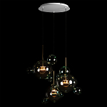 Люстра подвесная с прозрачными бирюзовыми стеклянными шарами и круглым основанием 3 лампы Giopato & Coombes варинант исполнения - 2 | Loft Concept в Новосибирске