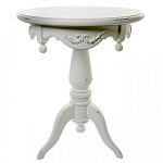 Стол приставной круглый белого цвета из массива бука с легкими потертостями White Provence варинант исполнения - 1 | Loft Concept в Новосибирске