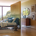 Комод округлой формы с тремя ящиками Walnut and Leather варинант исполнения - 8 | Loft Concept в Новосибирске