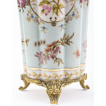 Ваза голубого цвета из фарфора с цветочным рисунком и бронзовой стрекозой Blue Garden варинант исполнения - 3 | Loft Concept в Новосибирске