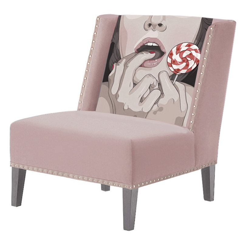 FUN Armchair Lollipop Pink Дизайнерское кресло с цветным принтом Розовый пастельный в Новосибирске | Loft Concept 