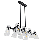 Люстра светодиодная с 8-ю прозрачными плафонами из акрила и стали Glass Cylinder Black варинант исполнения - 3 | Loft Concept в Новосибирске