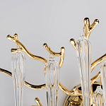 Бра золотого цвета с разветвленными ветвями и длинными прозрачными подвесками в форме стеклянных сосулек Droplet Chandelier варинант исполнения - 5 | Loft Concept в Новосибирске