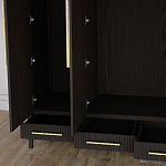 Большой Шкаф Primo Темный орех с 3 дверьми и 3 выдвижными ящиками варинант исполнения - 7 | Loft Concept в Новосибирске