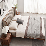 Кровать двуспальная с мягким изголовьем Moon Walnut Bed варинант исполнения - 4 | Loft Concept в Новосибирске