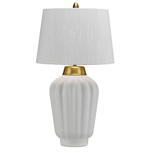 Настольная лампа с белым конусным абажуром и ребристым керамическим основанием Quintiesse