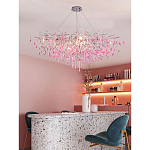 Люстра овальная с розовыми стеклянными подвесками в форме капель FAIRYTREE Light варинант исполнения - 3 | Loft Concept в Новосибирске