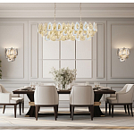 Люстра овальная с многослойными белыми и прозрачными подвесками Character Chandelier варинант исполнения - 6 | Loft Concept в Новосибирске