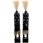 Комплект из 2-х деревянных статуэток Asmat Straw Headdress Statuettes Black варинант исполнения - 4 | Loft Concept в Новосибирске