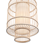 Подвесной светильник из деревянных прутьев с плафоном из натуральной ткани Light Inside the Cell варинант исполнения - 5 | Loft Concept в Новосибирске