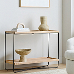 Консоль деревянной столешницей и полкой Wooden Table Top and Shelf варинант исполнения - 6 | Loft Concept в Новосибирске