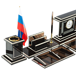 Настольный письменный набор с часами из природного камня обсидиана Team leader варинант исполнения - 3 | Loft Concept в Новосибирске