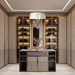 Люстра подвесная круглая с тканевым полупрозрачным абажуром и подвесками 4 лампы Gilded Elegance варинант исполнения - 8 | Loft Concept в Новосибирске