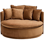 Кушетка круглая с обивкой из велюра коричневая Milky Brown Chair варинант исполнения - 2 | Loft Concept в Новосибирске