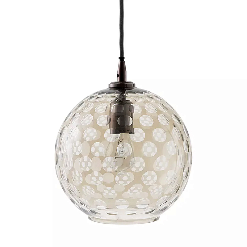 Подвесной светильник с плафоном в форме шара из стекла с рельефным узором Glass Pattern Lamp Коричневый в Новосибирске | Loft Concept 