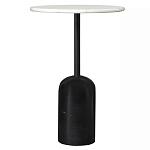 Кофейный столик с белой мраморной столешницей на черном основании Tall Coffee Black and White Table варинант исполнения - 3 | Loft Concept в Новосибирске