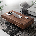 Кофейный стол из массива дерева с выдвижными ящиками Coffee Walnut Table варинант исполнения - 1 | Loft Concept в Новосибирске