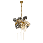 Люстра подвесная со стеклянными плафонами из дымчатого и золотистого с шестью вертикальными подвесками Gilded Mirage  варинант исполнения - 2 | Loft Concept в Новосибирске