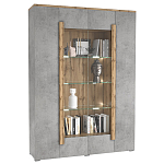 Шкаф-витрина с фасадом серого цвета 4-х дверная Grace of Furniture варинант исполнения - 1 | Loft Concept в Новосибирске