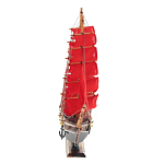 Декоративная модель деревянного парусника с красными парусами в подарочной упаковке With The low варинант исполнения - 2 | Loft Concept в Новосибирске