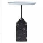 Кофейный столик с круглой столешницей и мраморным основанием Steel Reliability варинант исполнения - 1 | Loft Concept в Новосибирске