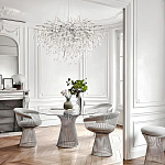 Люстра подвесная с прозрачными стеклянными подвесками в форме капель Диаметр 100 см Droplet Chandelier варинант исполнения - 21 | Loft Concept в Новосибирске