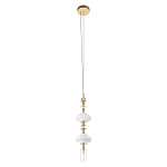 Подвесной светильник с белыми фигурными стеклянными элементами и бронзовыми вставками Высота 100 см Gabriel Scott Luna варинант исполнения - 4 | Loft Concept в Новосибирске