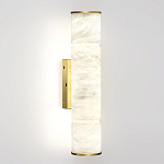 Бра с цилиндрическим плафоном из белого алебастра на прямоугольном основании Латунь Cryptocrystalline Stone варинант исполнения - 1 | Loft Concept в Новосибирске