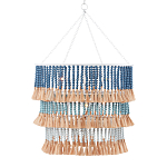 Люстра трехъярусная с декором из круглых деревянных бусин с кисточками Blue Wooden Beads Chandelier варинант исполнения - 1 | Loft Concept в Новосибирске