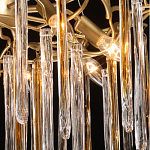 Люстра подвесная золотого цвета с разветвленными ветвями и прозрачными стеклянными подвесками Droplet Chandelier варинант исполнения - 5 | Loft Concept в Новосибирске