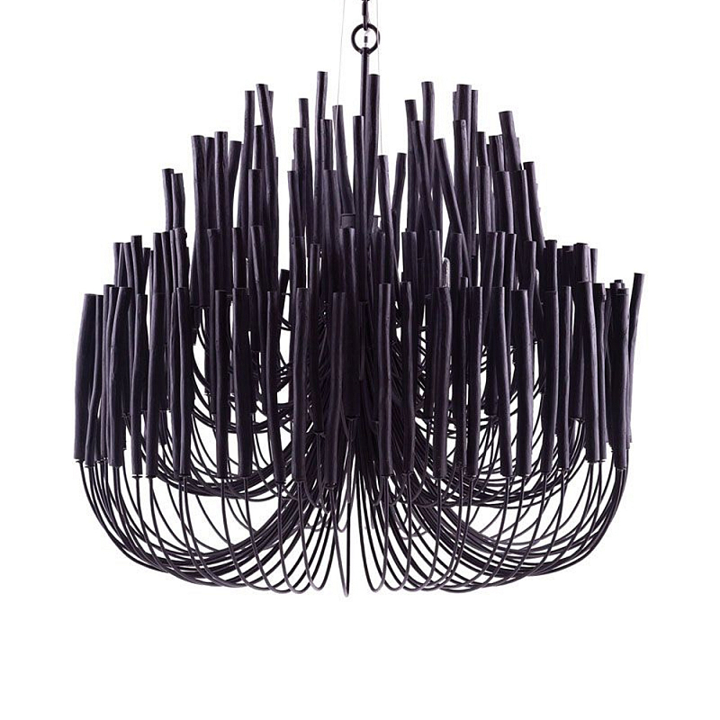 Люстра черная с несколькими ярусами деревянных палочек Bright Wooden Chandelier Черный Люстра черная с несколькими ярусами деревянных палочек Bright Wooden Chandelier Черный в Новосибирске | Loft Concept