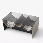 Дизайнерский журнальный стол с полукруглыми полками под столешницей Tiwoberoc варинант исполнения - 1 | Loft Concept в Новосибирске