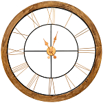 Часы настенные деревянные с римскими цифрами бронзового цвета Clock with History варинант исполнения - 1 | Loft Concept в Новосибирске