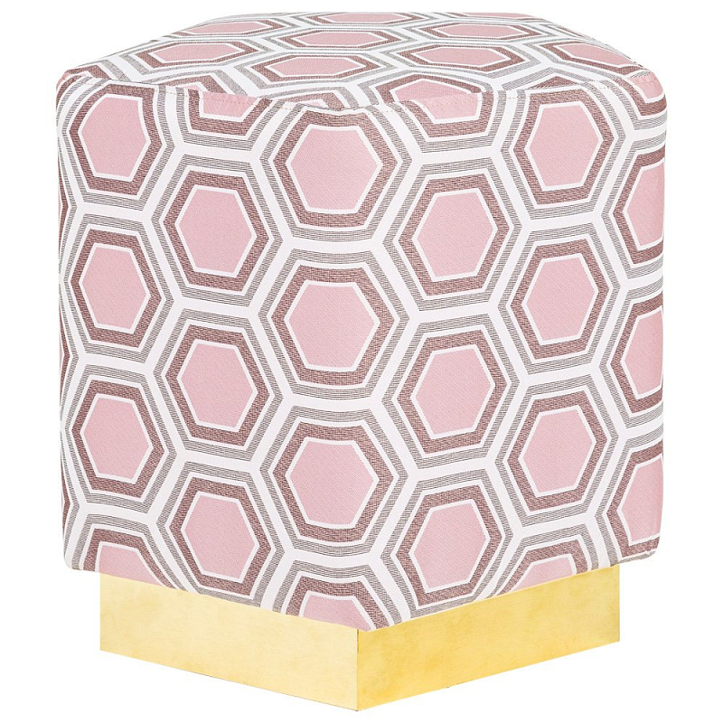 Пуф Hexagon Pink Geometry Латунь Розовый пастельный Белый в Новосибирске | Loft Concept 