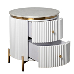 Тумбочка белая круглая с мраморной столешницей Thoroughbass варинант исполнения - 5 | Loft Concept в Новосибирске