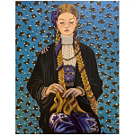 Панно ручная вышивка бисером Портрет девушки в голубых тонах варинант исполнения - 1 | Loft Concept в Новосибирске