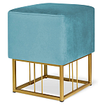 Пуф квадратный голубой велюр на золотом металлическом основании Celeste Blue варинант исполнения - 1 | Loft Concept в Новосибирске