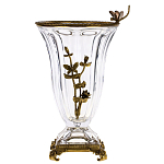 Ваза из прозрачного стекла с бронзовой вставкой в виде цветущей ветви Eden Garden porcelain and bronze варинант исполнения - 1 | Loft Concept в Новосибирске