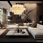 Люстра четырехъярусная с подвесками в форме дисков Cryptocrystalline Stone варинант исполнения - 5 | Loft Concept в Новосибирске