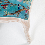 Банкетка из массива бука с цветочным принтом Turquoise Beige Chinoiserie Garden Banquette варинант исполнения - 3 | Loft Concept в Новосибирске
