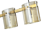 Подвесной светильник светодиодный с 5-ю цилиндрическими плафонами коньячного цвета из стекла и стали Andrea Сhandelier Сognac варинант исполнения - 1 | Loft Concept в Новосибирске