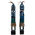 Комплект из 2-х деревянных статуэток Asmat Statuettes Dark Blue варинант исполнения - 4 | Loft Concept в Новосибирске