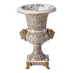 Ваза с овнами из фарфора с бронзовыми элементами Bronze Aries варинант исполнения - 1 | Loft Concept в Новосибирске