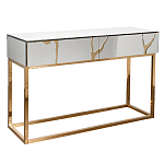 Консоль с ящиками зеркальная с золотым декором Gold Painted Mirror Console варинант исполнения - 1 | Loft Concept в Новосибирске