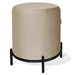 Банкетка круглая бежевый велюр на 4-х металлических ножках черного цвета SANJAY варинант исполнения - 1 | Loft Concept в Новосибирске