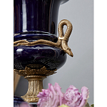 Ваза темно-синего цвета из фарфора с бронзовыми ручками в виде змей Высота 39 см Eden Garden porcelain and bronze варинант исполнения - 2 | Loft Concept в Новосибирске