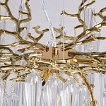 Люстра золотого цвета с декоративными ветками и длинными прозрачными стеклянными подвесами в форме сосулек Droplet Chandelier варинант исполнения - 8 | Loft Concept в Новосибирске