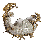 Чаша для фруктов из фарфора бронзовыми фигурками леопардов Eden Garden варинант исполнения - 2 | Loft Concept в Новосибирске